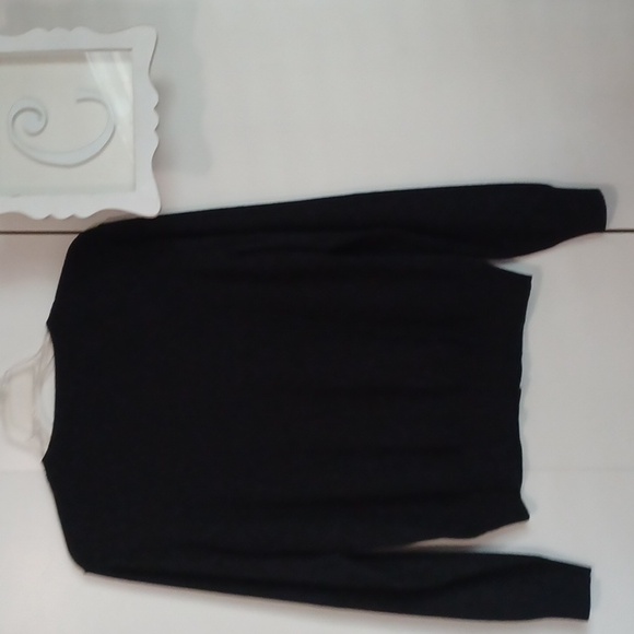 Ann Taylor, Black button-down sweater with floral eyelets.  SZ M. - Picture 4 of 4